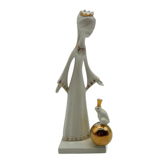 AQUINCUM Princess and Frog on Gold Ball Figurine Hungary Vintage 8" Tall - Picture 2 of 10